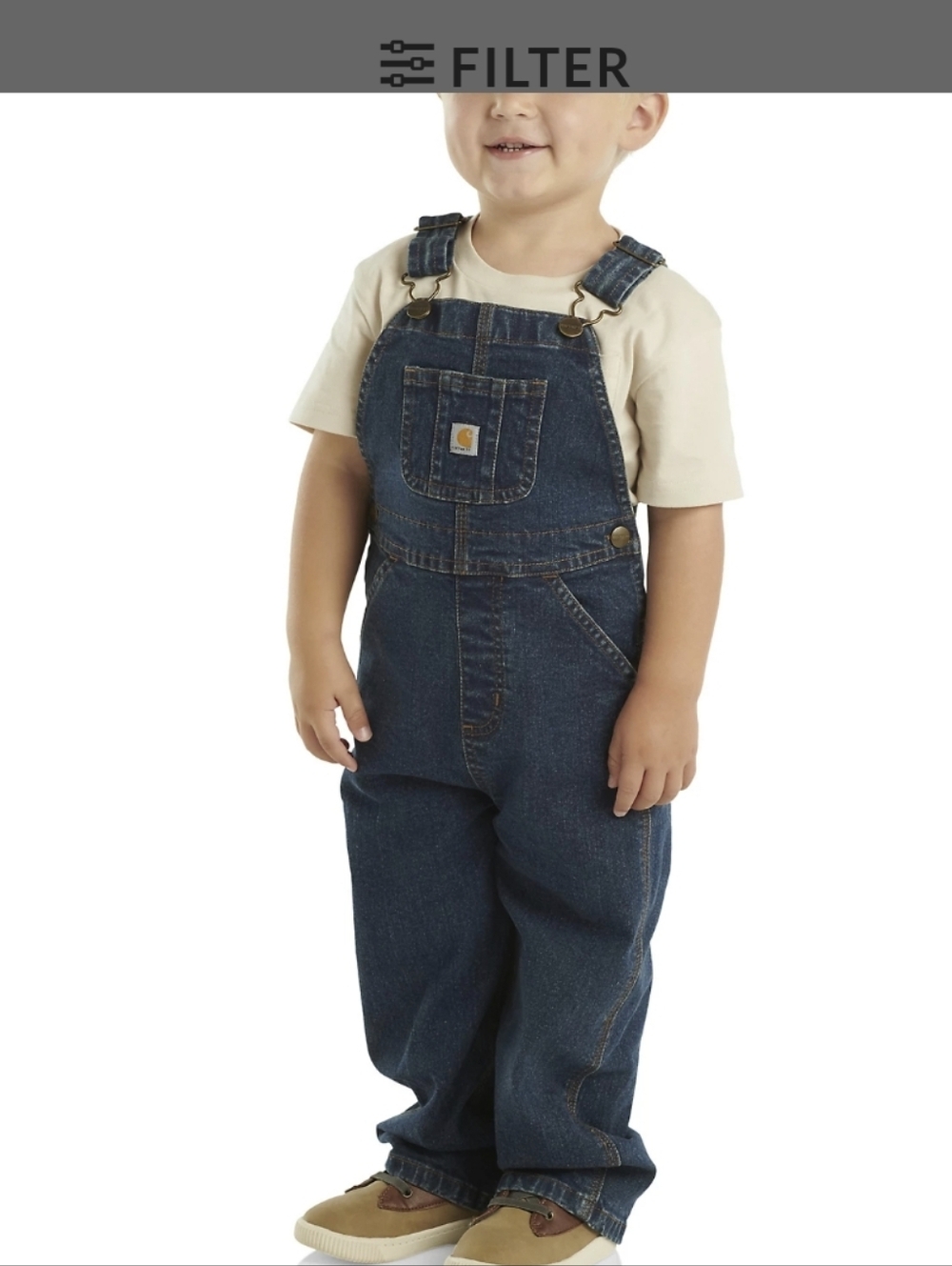 Carhartt Dark Blue Denim Kids Overalls with Front Bib Pocket